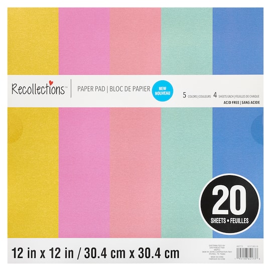 Pastel Shimmer Paper Pad by Recollections&#x2122;, 12&#x22; x 12&#x22;